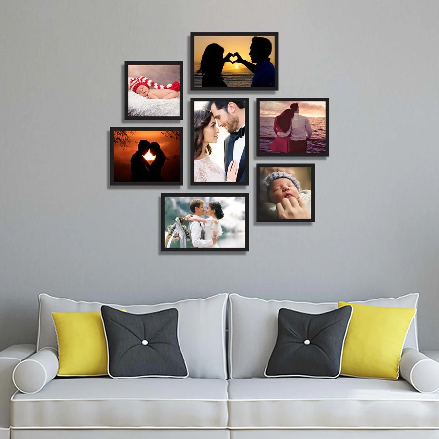 Set of 3 collage frame in black frame